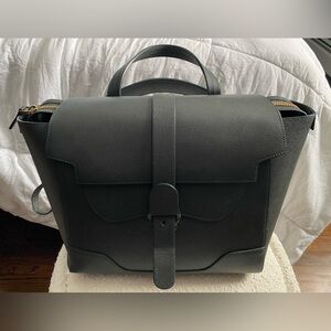 Senreve- Maestra-Forest Green Pebbled Italian Leather satchel crossbody backpack